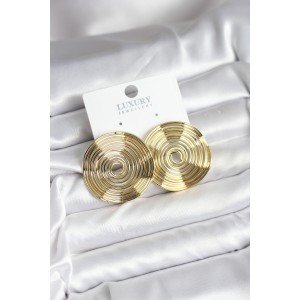 Brass Gold Color Circle Model Women's Earrings