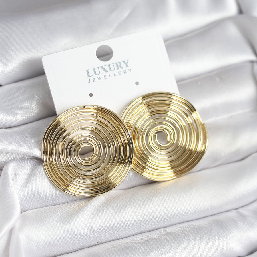 Brass Gold Color Circle Model Women s Earrings