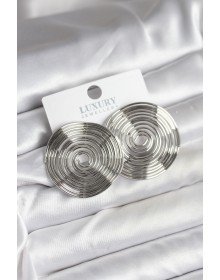 Brass Silver Color Circle Model Women's Earrings