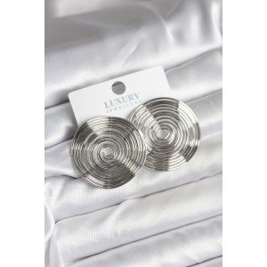 Brass Silver Color Circle Model Women's Earrings