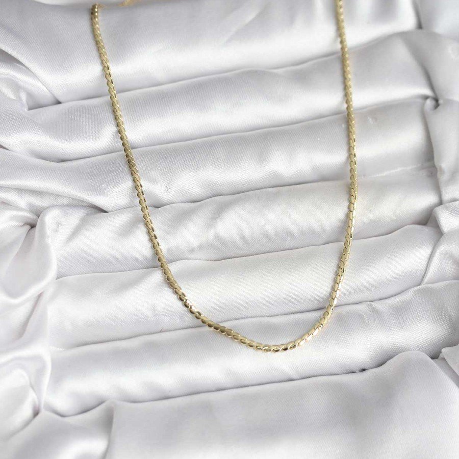14K Gold Color Plated Crushed Chain Model CM Women s Necklace