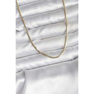 14K Gold Color Plated Crushed Chain Model CM Women's Necklace