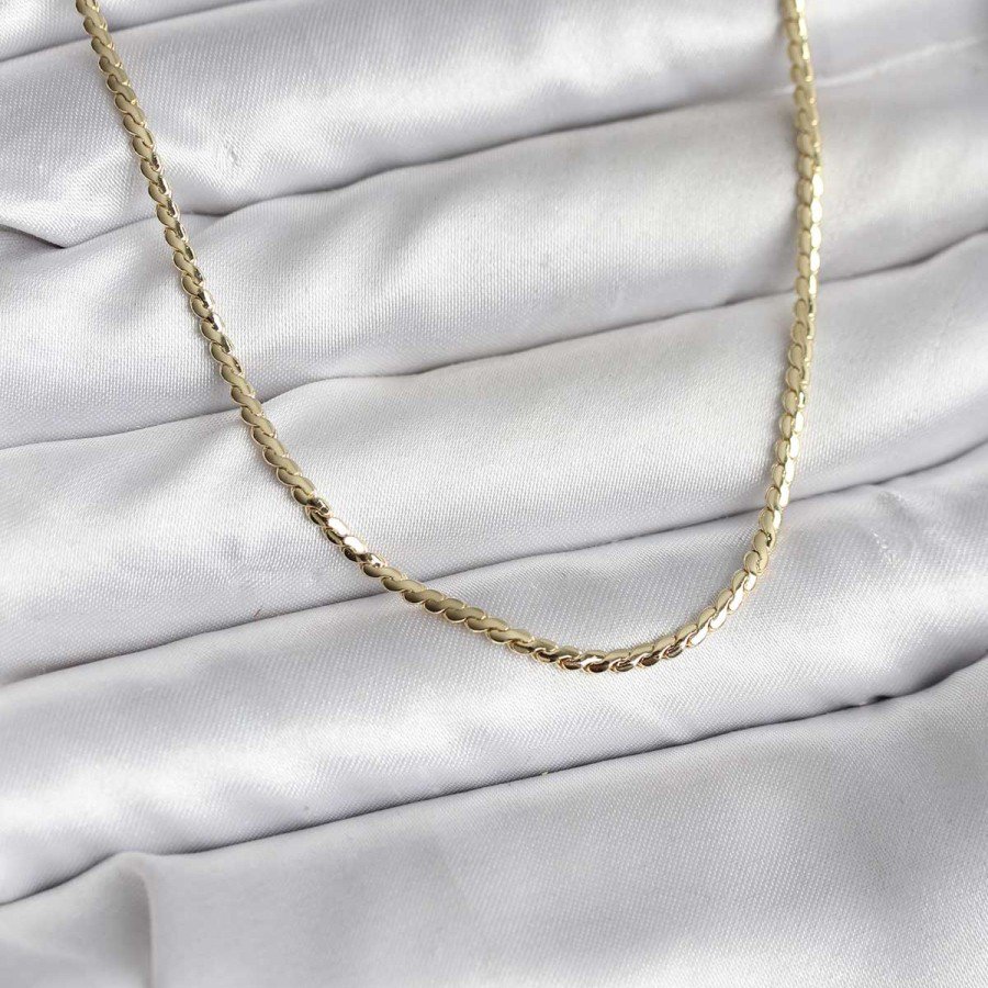 14K Gold Color Plated Crushed Chain Model CM Women s Necklace
