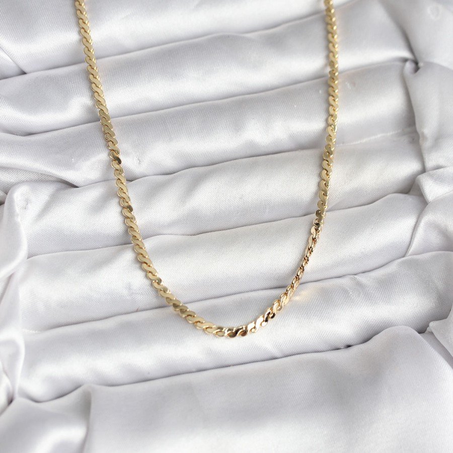 14K Gold Color Plated Crushed Snake Chain Model CM Women s Necklace