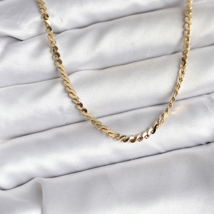 14K Gold Color Plated Crushed Snake Chain Model CM Women s Necklace