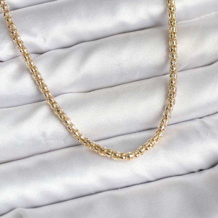14K Gold Color Plated Pipe Chain Model CM Women s Necklace 14K Gold Color Plated Pipe Chain Model CM Women s Necklace