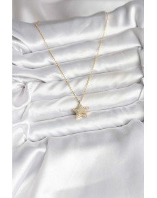 Brass Gold Color Chain Star Model Women's Necklace