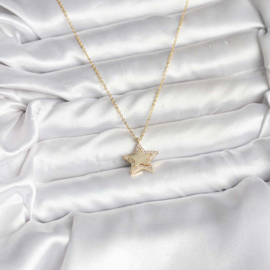 Brass Gold Color Chain Star Model Women s Necklace