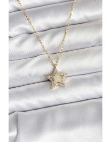 Brass Gold Color Chain Star Model Women's Necklace