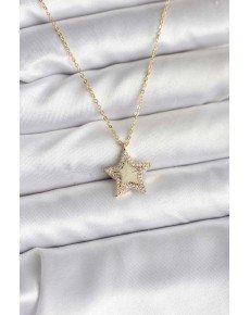 Brass Gold Color Chain Star Model Women's Necklace