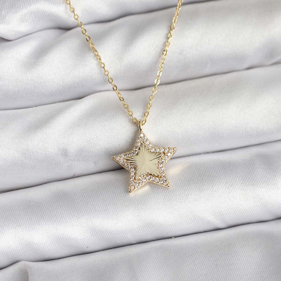 Brass Gold Color Chain Star Model Women s Necklace