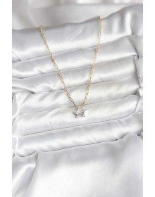 Brass Gold Color Chain Zircon Stone Minimal Star Model Women's Necklace