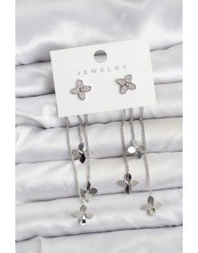 Lotus Model Silver Color Brass Pendant Women's Earrings