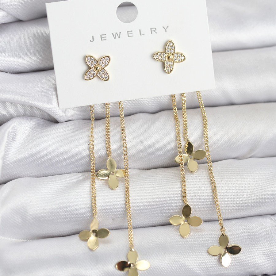 Lotus Model Gold Color Brass Pendant Women s Earrings