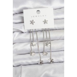 Daisy Model Silver Color Brass Pendant Women's Earrings