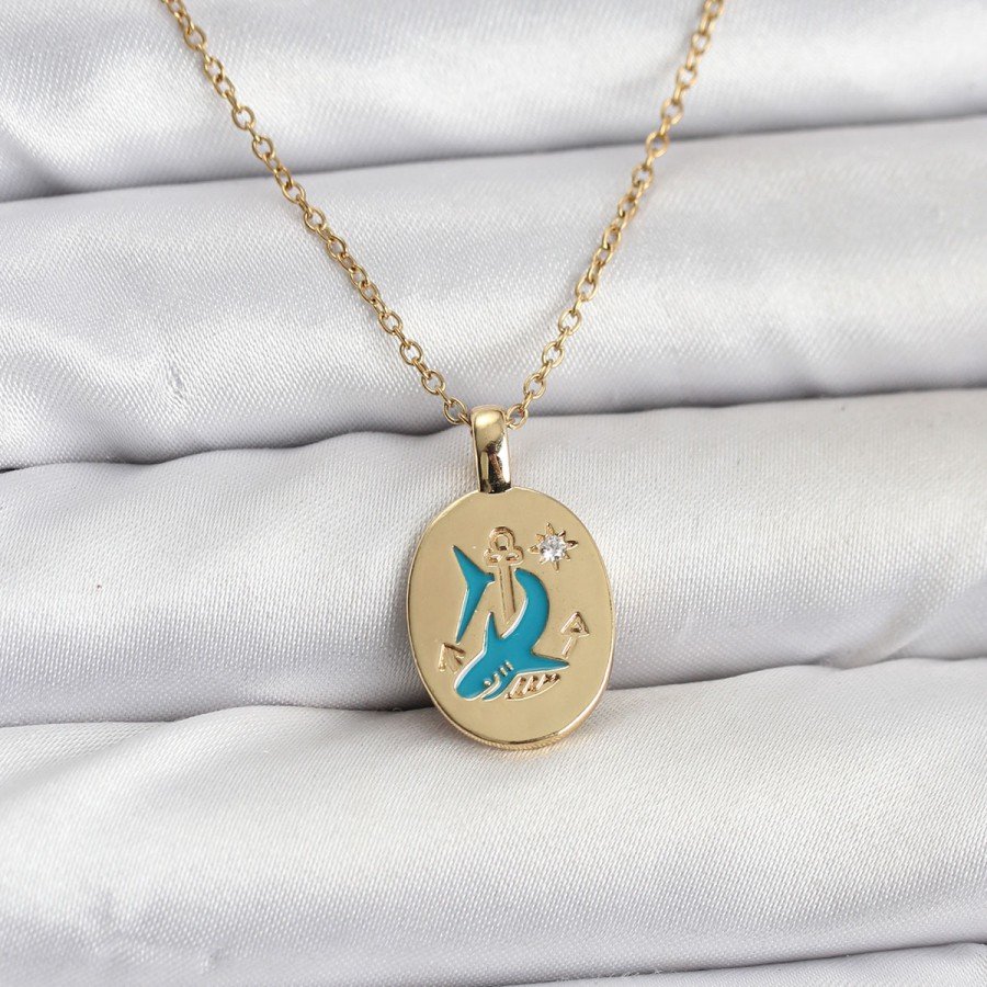 316L Steel Chain Gold Color Shark Figure Women s Necklace