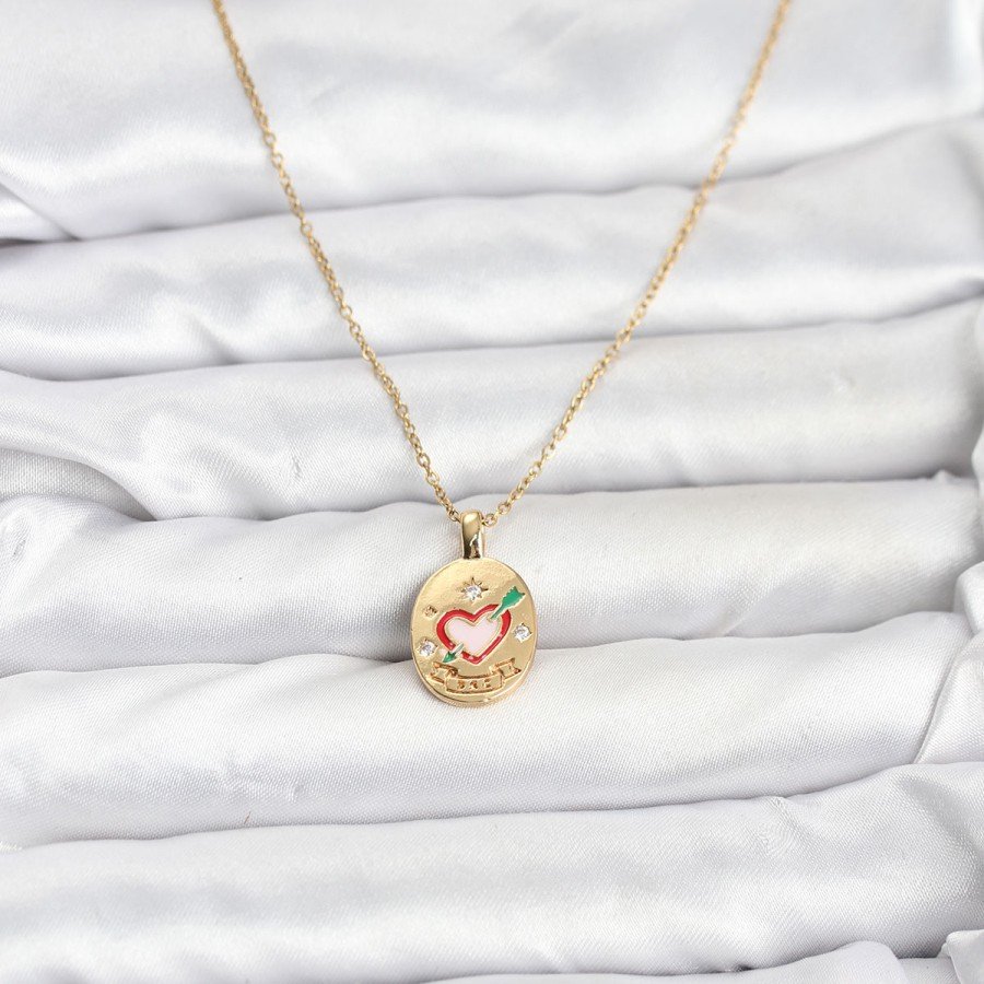 316L Steel Chain Gold Color Heart Figured Women s Necklace