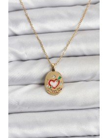 316L Steel Chain Gold Color Heart Figured Women's Necklace