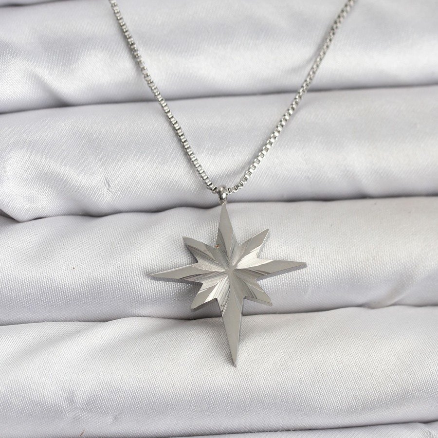 316L Steel Chain Silver Color Pole Star Model 60 cm Chain Women s Necklace 316L Steel Chain Silver Color Pole Star Model 60 cm Chain Women s Necklace