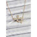 316L Steel Chain Gold Color Zircon Stone Butterfly Model Women s Necklace