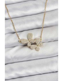 316L Steel Chain Gold Color Zircon Stone Butterfly Model Women's Necklace