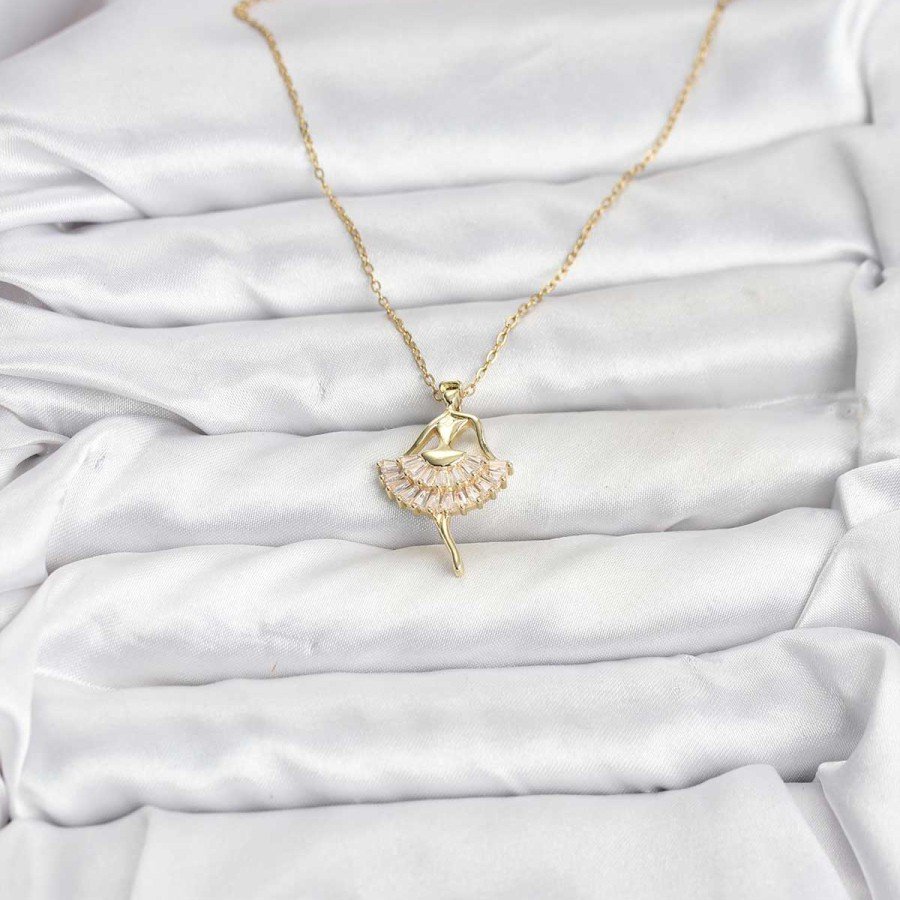 316L Steel Chain Gold Color Ballerina Model Women s Necklace