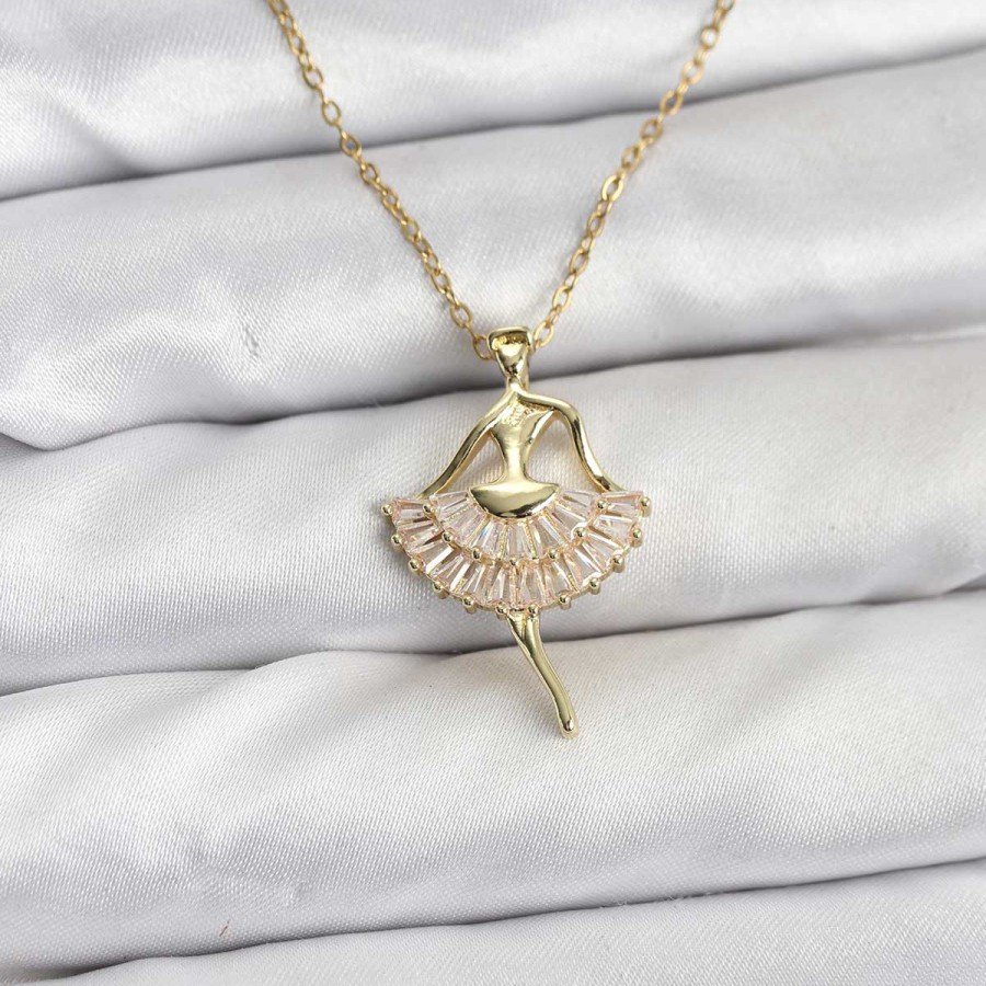 316L Steel Chain Gold Color Ballerina Model Women s Necklace