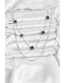 316L Steel Chain Silver Color Italian Chain Black Clover Model Women's Necklace