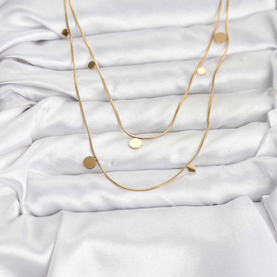 316L Steel Chain Gold Color Sequin Women s Necklace