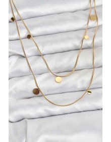 316L Steel Chain Gold Color Sequin Women's Necklace