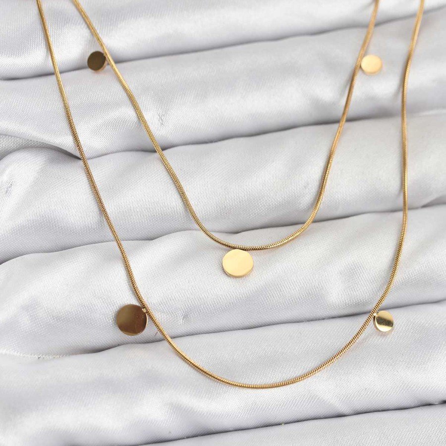 316L Steel Chain Gold Color Sequin Women s Necklace