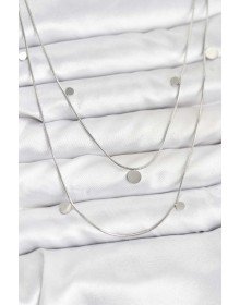 316L Steel Chain Silver Color Sequin Women's Necklace