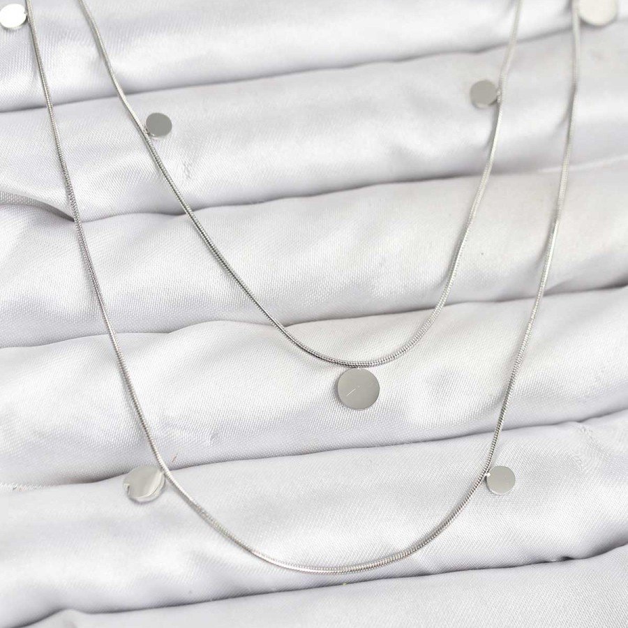 316L Steel Chain Silver Color Sequin Women s Necklace