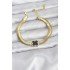 316L Steel Gold Color Black Clover Model Zircon Stone Snake Chain Women's Bracelet
