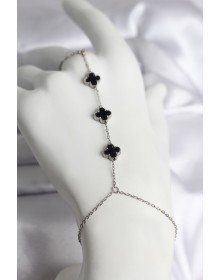 316L Steel Silver Color Black Clover Model Female Shahmaran