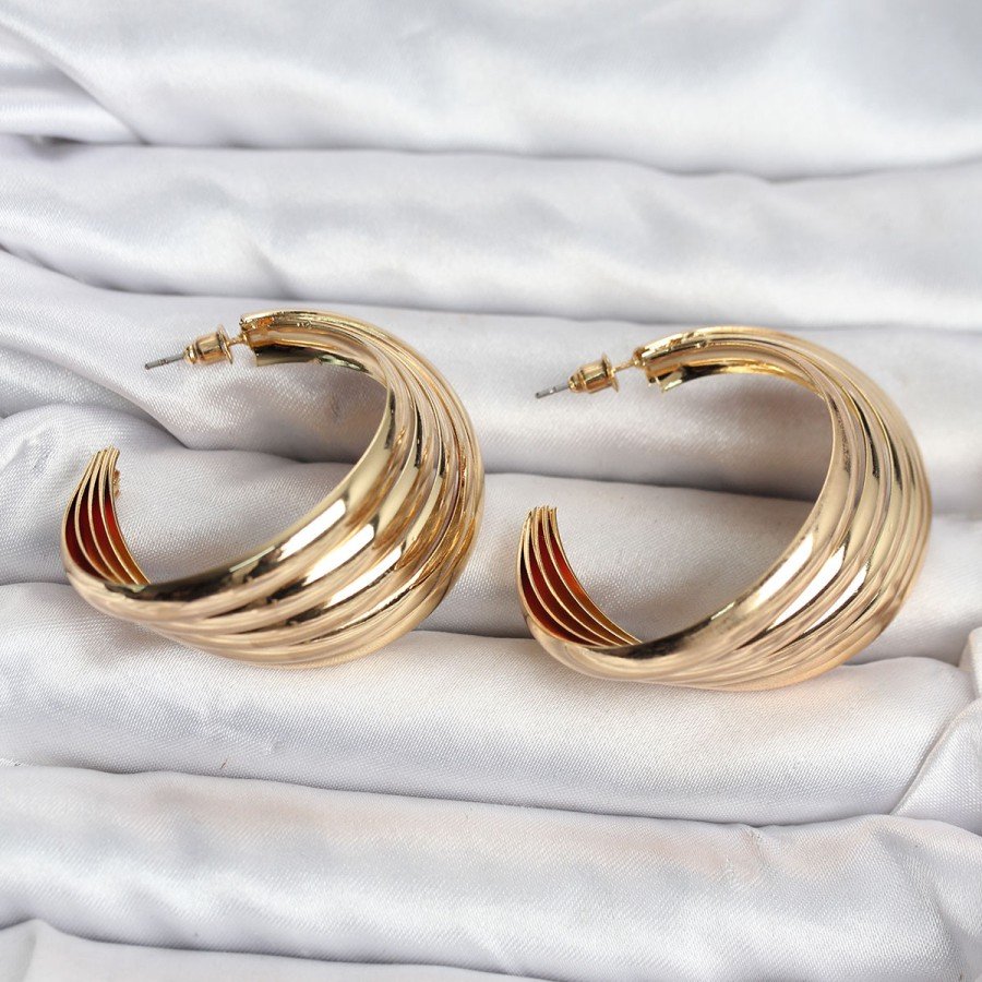 316L Steel Gold Color Half Ring Model Women s Earrings