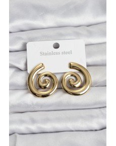 316L Steel Gold Color Spiral Model Women's Earrings