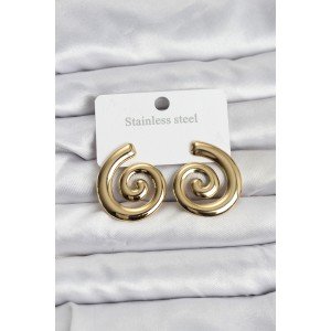 316L Steel Gold Color Spiral Model Women's Earrings 316L Steel Gold Color Spiral Model Women's Earrings