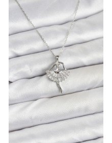 316L Steel Silver Color Ballerina Model Women's Necklace