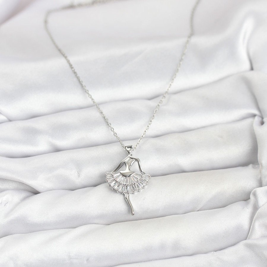 316L Steel Silver Color Ballerina Model Women s Necklace