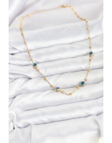 316L Steel Gold Color Evil Eye and Ball Model Women's Necklace