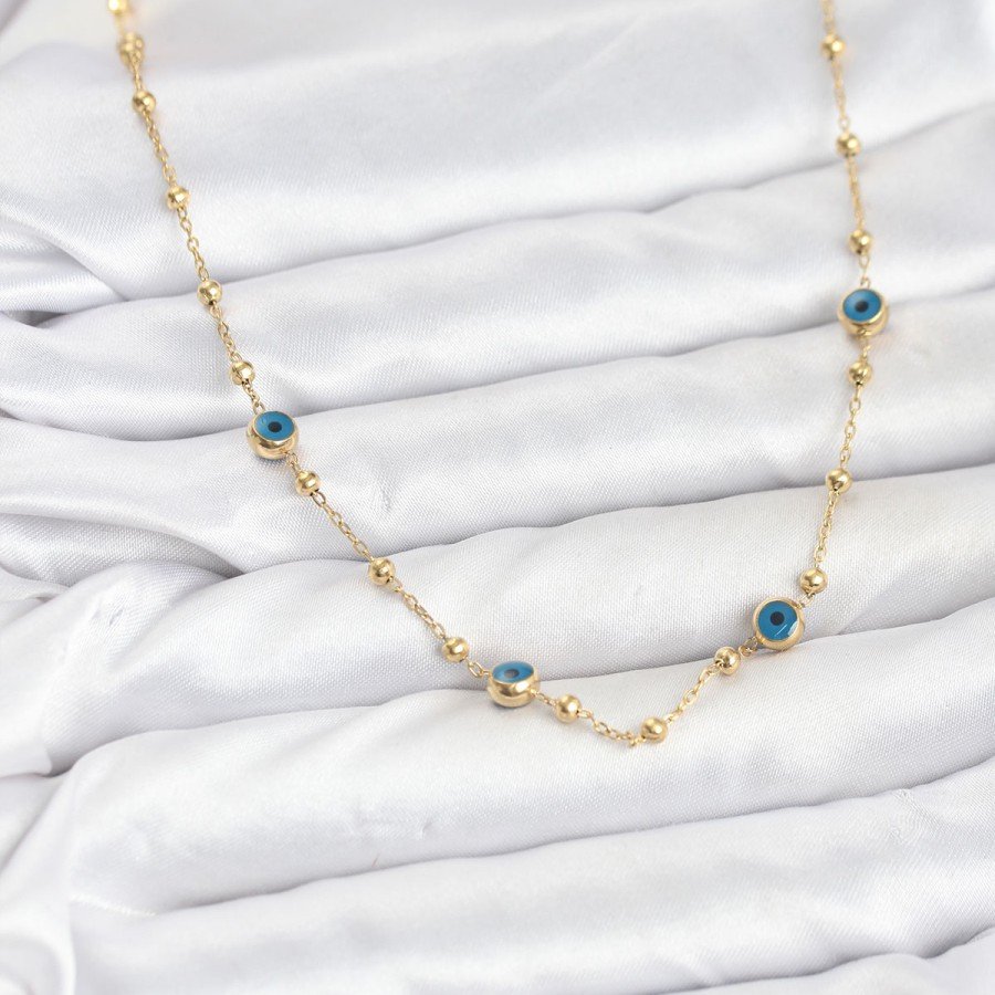 316L Steel Gold Color Evil Eye and Ball Model Women s Necklace 316L Steel Gold Color Evil Eye and Ball Model Women s Necklace