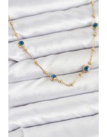 316L Steel Gold Color Evil Eye and Ball Model Women's Necklace