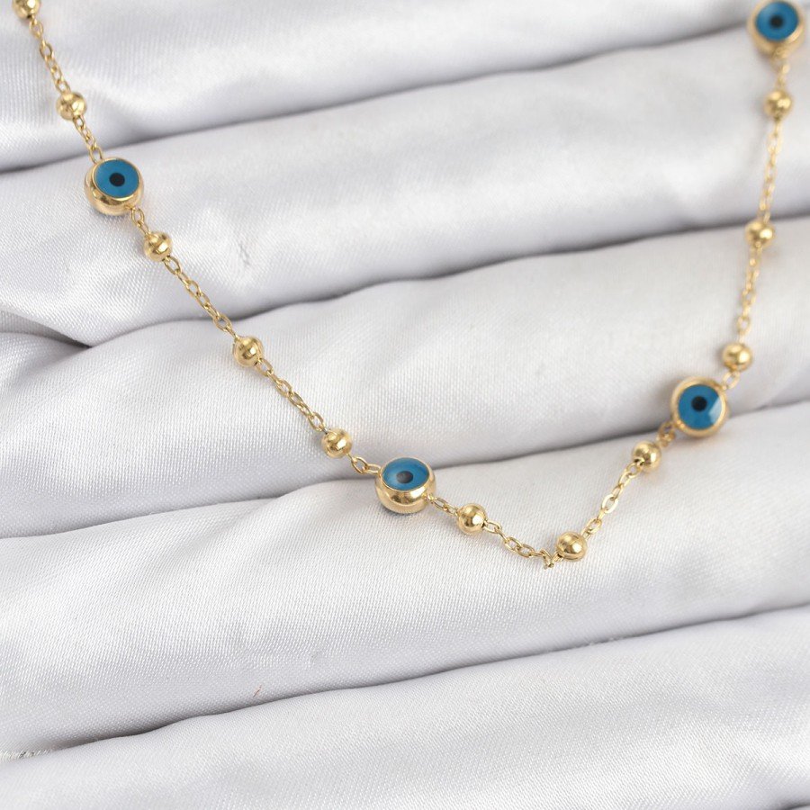 316L Steel Gold Color Evil Eye and Ball Model Women s Necklace 316L Steel Gold Color Evil Eye and Ball Model Women s Necklace