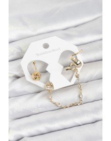 Brass Gold Color Snake Model Chain Link Ear Cuff Earring Set