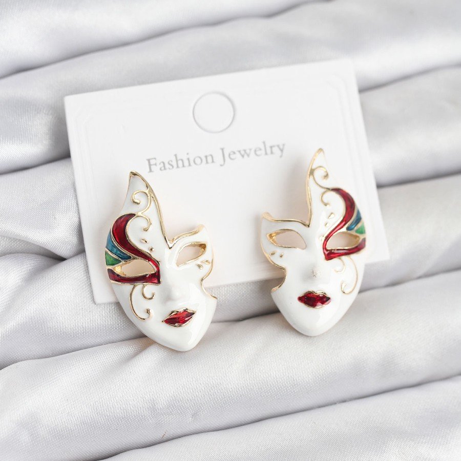 Brass Mask Model Women s Earrings