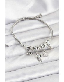 Brass Silver Color Space Theme Charm Women's Bracelet
