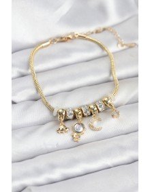 Brass Gold Color Space Theme Charm Women's Bracelet