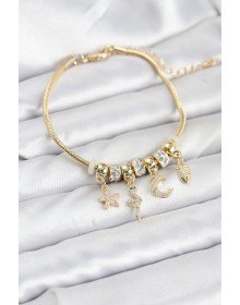 Brass Gold Color Snake Charm Women's Bracelet