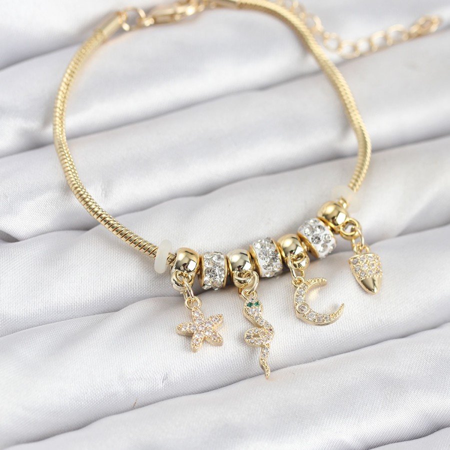 Brass Gold Color Snake Charm Women s Bracelet